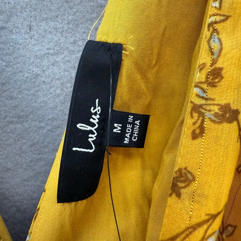 Lulus Halter Sundress Women's M Yellow Gold Metallic Mini Dress Adjustable NWT - Picture 6 of 10